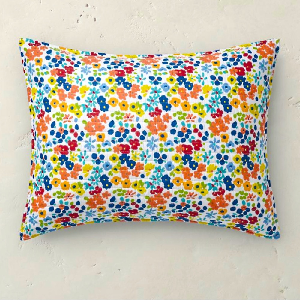 NWT Floral Cotton Quilted Pillow Sham